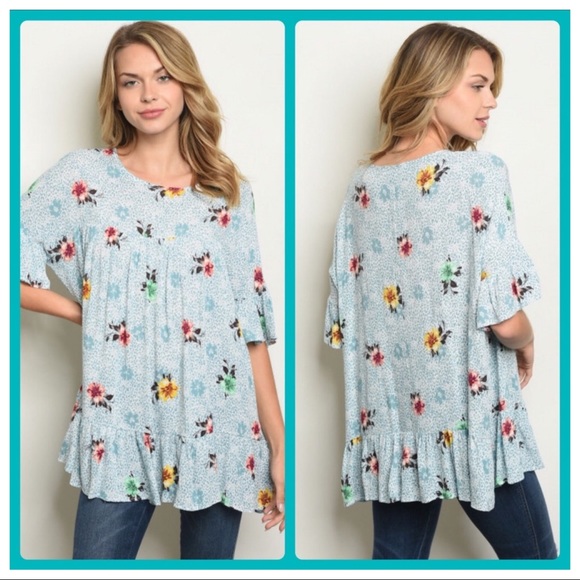 Vine & Love Tops Oversized Pastel Floral Top Poshmark